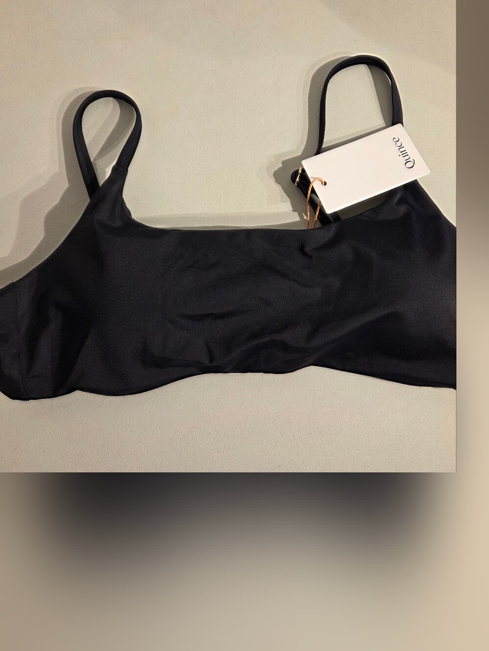 Quince Italian Scoop Neck Bikini Top Tie Back Size XL Padded NWT Beach Classic
